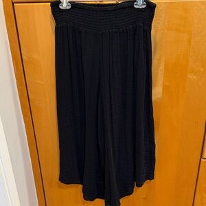 Michael Stars Black Smocked-Waist Flowing Maxi Skirt beach pants